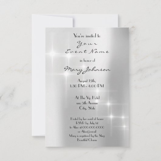 Silver Gray Eiffel Tower Paris Brautparty Event Einladung (Rückseite)