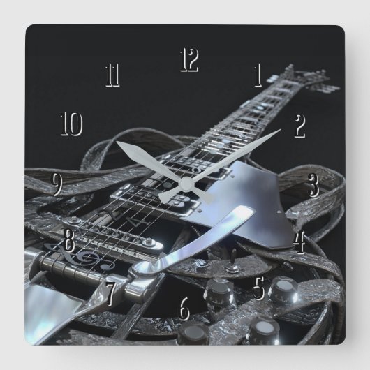 Silver Gray Electric Gitarre Square Uhr (Vorderseite)