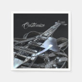 Silver Gray Electric Gitarrenpapier Napkins Serviette (Vorderseite)
