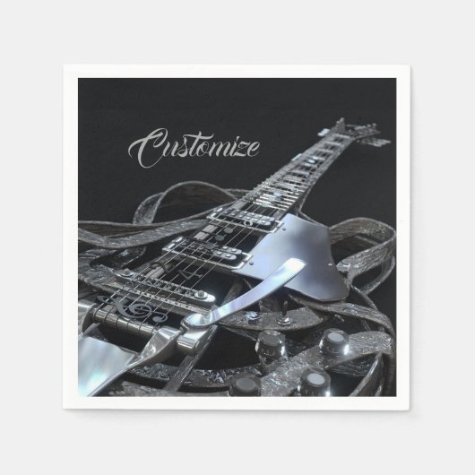 Silver Gray Electric Gitarrenpapier Napkins Serviette (Vorderseite)