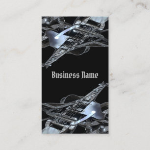 Silver Gray Electric Guitar Business Card 2 Visitenkarte