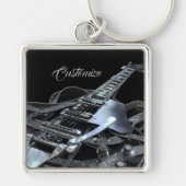 Silver Gray Electric Guitar Premium Key Chain Schlüsselanhänger (Vorne)