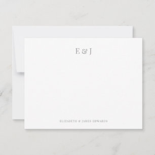 Silver Gray Elegant Couple Initials Personalisiert Mitteilungskarte