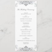 Silver Gray Elegante Ironwork Details Hochzeit Programm (Rückseite)