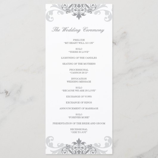 Silver Gray Elegante Ironwork Wedding Rackcard Programm (Rückseite)