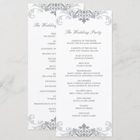 Silver Gray Elegante Ironwork Wedding Rackcard Programm (Vorne/Hinten)