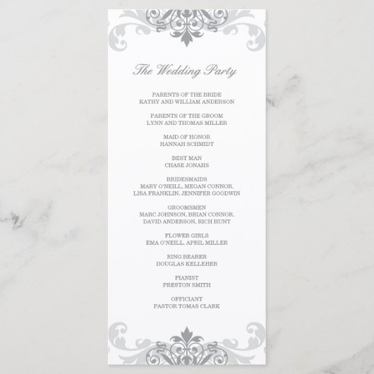 Silver Gray Elegante Ironwork Wedding Rackcard Programm (Vorderseite)
