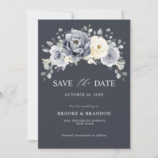 Silver Gray Elfenbein Winter Rustikale Hochzeit Sa Save The Date (Vorderseite)