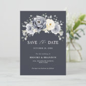Silver Gray Elfenbein Winter Rustikale Hochzeit Sa Save The Date (Stehend Vorderseite)