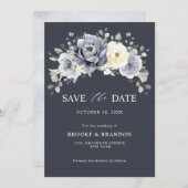 Silver Gray Elfenbein Winter Rustikale Hochzeit Sa Save The Date (Vorne/Hinten)