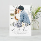 Silver Gray Elfenbein Winter Rustikale Hochzeit Sa Save The Date (Stehend Vorderseite)