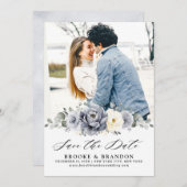 Silver Gray Elfenbein Winter Rustikale Hochzeit Sa Save The Date (Vorne/Hinten)