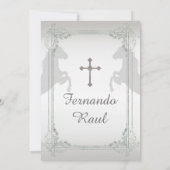 Silver & Gray Fiesta Taufe und Geburtstag Einladung (Rückseite)