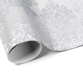 Silver Gray Floral Damask Floral Royal Monochrom Geschenkpapier