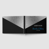 Silver Gray Floral Damask Gästebuch (Voll)