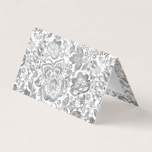 Silver-Gray Floral Damasks Visitenkarten (Rückseite)