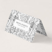 Silver-Gray Floral Damasks Visitenkarten (Vorderseite)