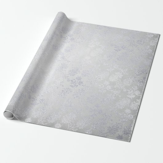 Silver Gray floral Delicate Metallic monochromatis Geschenkpapier (Ungerollt)