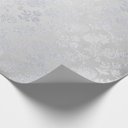 Silver Gray floral Delicate Metallic monochromatis Geschenkpapier (Ecke)