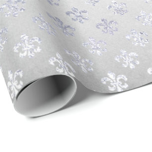 Silver Gray Floral Lilie Royal Iris Geschenkpapier