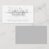 Silver Gray Floral Minimal Script Modern Visitenkarte (Vorne/Hinten)