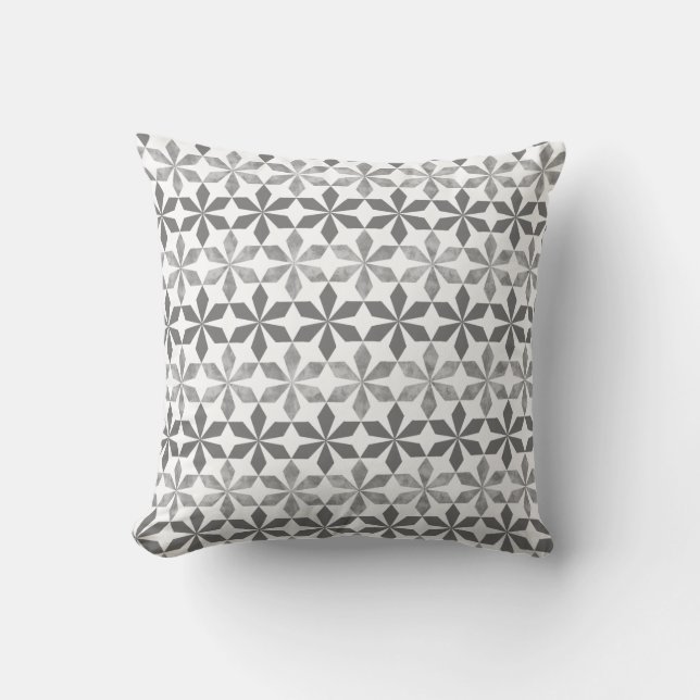 Silver Gray Floral Pattern Kissen (Vorderseite)