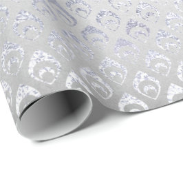 Silver Gray Floral Peacock Royal Shiny Geschenkpapier