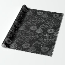 Silver Gray Floral Rose Schwarz-weiß Glitzer Glam