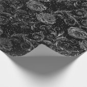 Silver Gray Floral Rose Schwarz-weiß Glitzer Glam Geschenkpapier (Ecke)