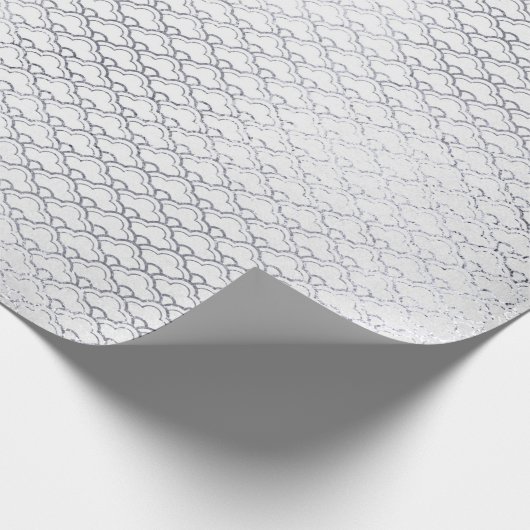 Silver Gray Floral Scales Seashells Net Art Deco Geschenkpapier (Ecke)