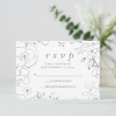 Silver Gray Floral Simple Hochzeitsstimmung UAWG RSVP Karte (Stehend Vorderseite)