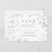 Silver Gray Floral Simple Hochzeitsstimmung UAWG RSVP Karte (Vorne/Hinten)