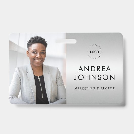 Silver Gray Foto ID Card mit benutzerdefiniertem L Ausweis (Vorderseite)