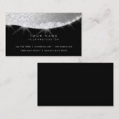 Silver Gray Funkelnd Diamond Glitzer Glam Black Visitenkarte (Vorne/Hinten)