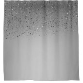 Silver Gray Funkelnd Sparkle Glitzer Duschvorhang (Vorderseite)