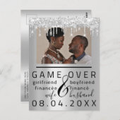 Silver Gray Funny Save the Date Couple Foto Postkarte (Vorne/Hinten)