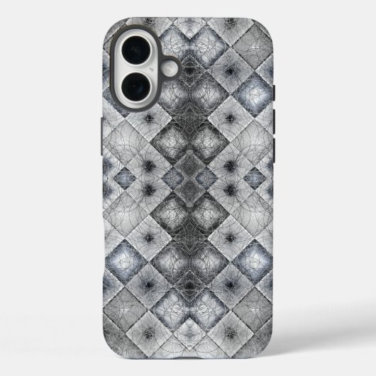 Silver & Gray Geometric Abstrakt Lattice Textur Case-Mate iPhone Hülle (Rückseite)