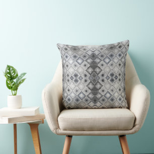 Silver & Gray Geometric Abstrakt Lattice Textur Kissen