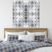 Silver & Gray Geometric Abstrakt Lattice Textur Leinwanddruck (Insitu (Schlafzimmer))