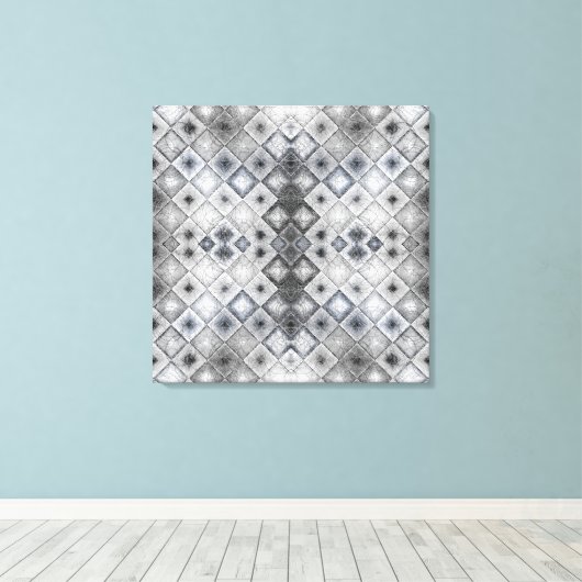 Silver & Gray Geometric Abstrakt Lattice Textur Leinwanddruck (Insitu (Holzboden))