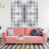 Silver & Gray Geometric Abstrakt Lattice Textur Leinwanddruck (Insitu (Wohnzimmer))