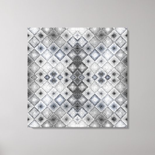 Silver & Gray Geometric Abstrakt Lattice Textur Leinwanddruck (Vorderseite)