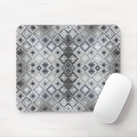 Silver & Gray Geometric Abstrakt Lattice Textur Mousepad (Mit Mouse)