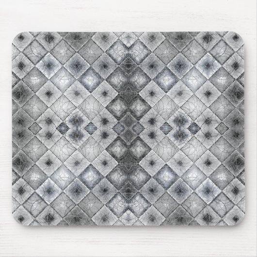 Silver & Gray Geometric Abstrakt Lattice Textur Mousepad (Vorne)