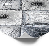 Silver & Gray Geometric Abstrakt Lattice Textur Poster (Ecke)