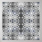 Silver & Gray Geometric Abstrakt Lattice Textur Poster (Vorne)