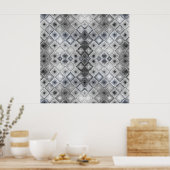 Silver & Gray Geometric Abstrakt Lattice Textur Poster (Küche)