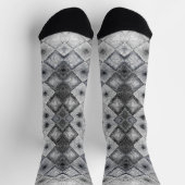 Silver & Gray Geometric Abstrakt Lattice Textur Socken (Oben)