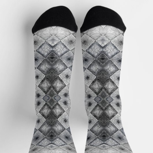 Silver & Gray Geometric Abstrakt Lattice Textur Socken (Oben)