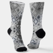 Silver & Gray Geometric Abstrakt Lattice Textur Socken (Gewinkelt)